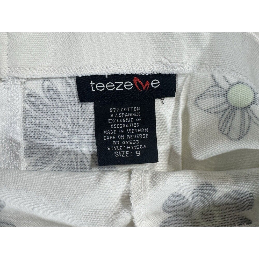 Teeze Me Strapless Floral Dress Size 9 | Green Black White Cotton Fit Flare - Picture 6 of 6